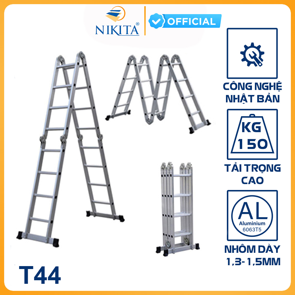 Thang nhôm gấp 4 khúc Nikita Nik54 chân thẳng