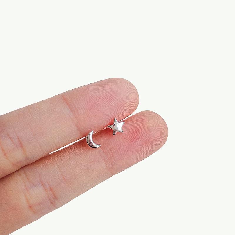 Bông Tai Bạc Nữ Trăng - Sao Đeo Sát Tai Cá Tính B2624 - Bảo Ngọc Jewelry