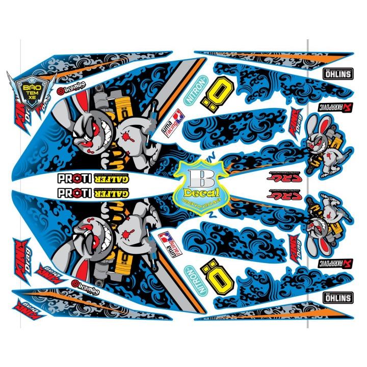 Tem rời dán xe winner X thỏ dán xe xanh