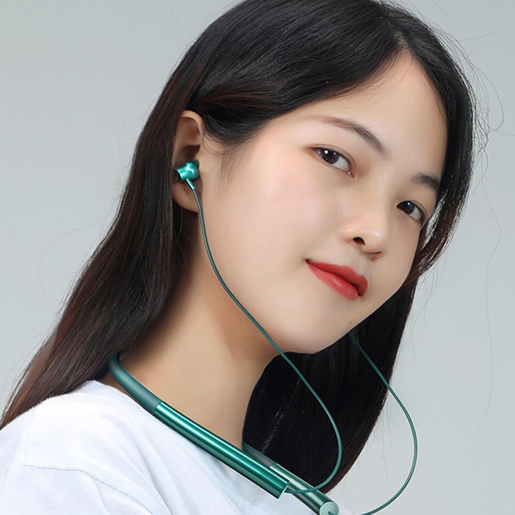 Bluetooth Headset Headphones Stereo Neckband In-Ear  with Mic Green