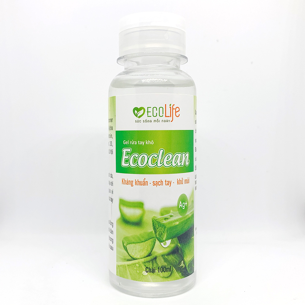 Gel Rửa Tay Khô Kháng Khuẩn Ecoclean Diệt 99,9% Vi khuẩn, Virus, Công thức ION Bạc Ag+ Khử Mùi Chiết Xuất Từ Cây Lô Hội An Toàn Cho Da - Dung Tích 100ml