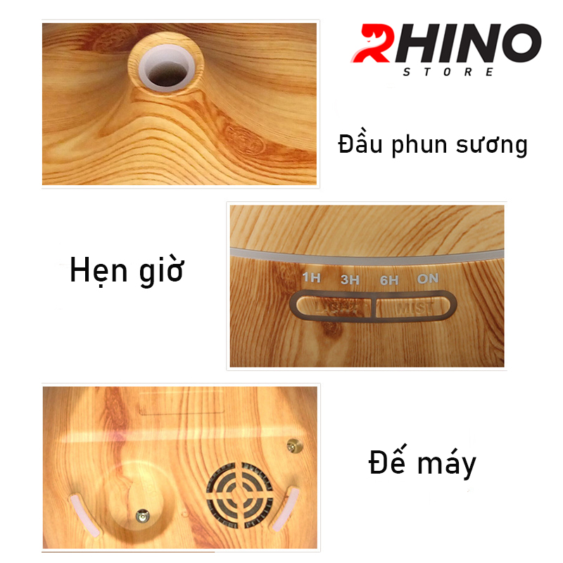 Máy phun sương tạo ẩm lớn Rhino H403 400ml, tích hợp đèn ngủ, điều khiển từ xa - Hàng chính hãng