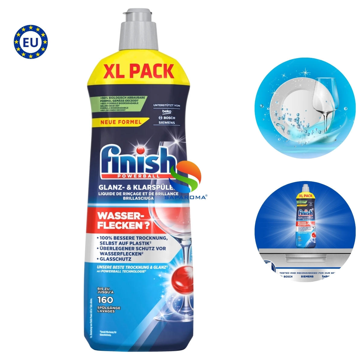 Nước làm bóng Finish 800ml, chuyên dùng cho máy rửa bát, chất trợ xả cao cấp