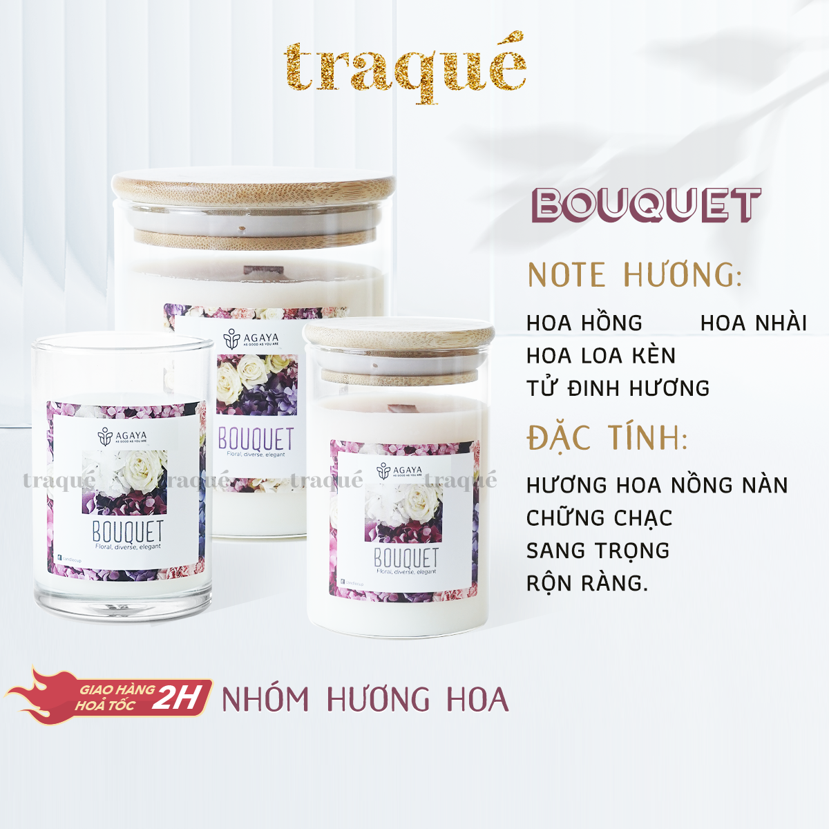 Nến thơm tinh dầu cao cấp không khói an toàn Candle Cup - BOUQUET - M - 200G