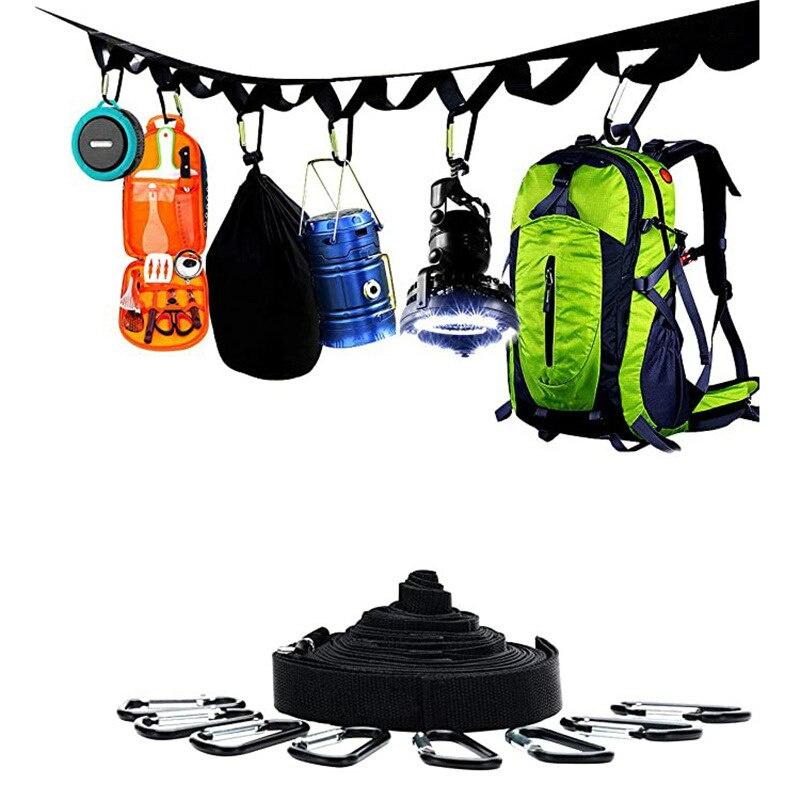 Multifunctional Tent Rope Lanyard Lamp Hanging Tool Hiking Clothesline With Carabiner Camping Accessories Outdoor Camping Tools