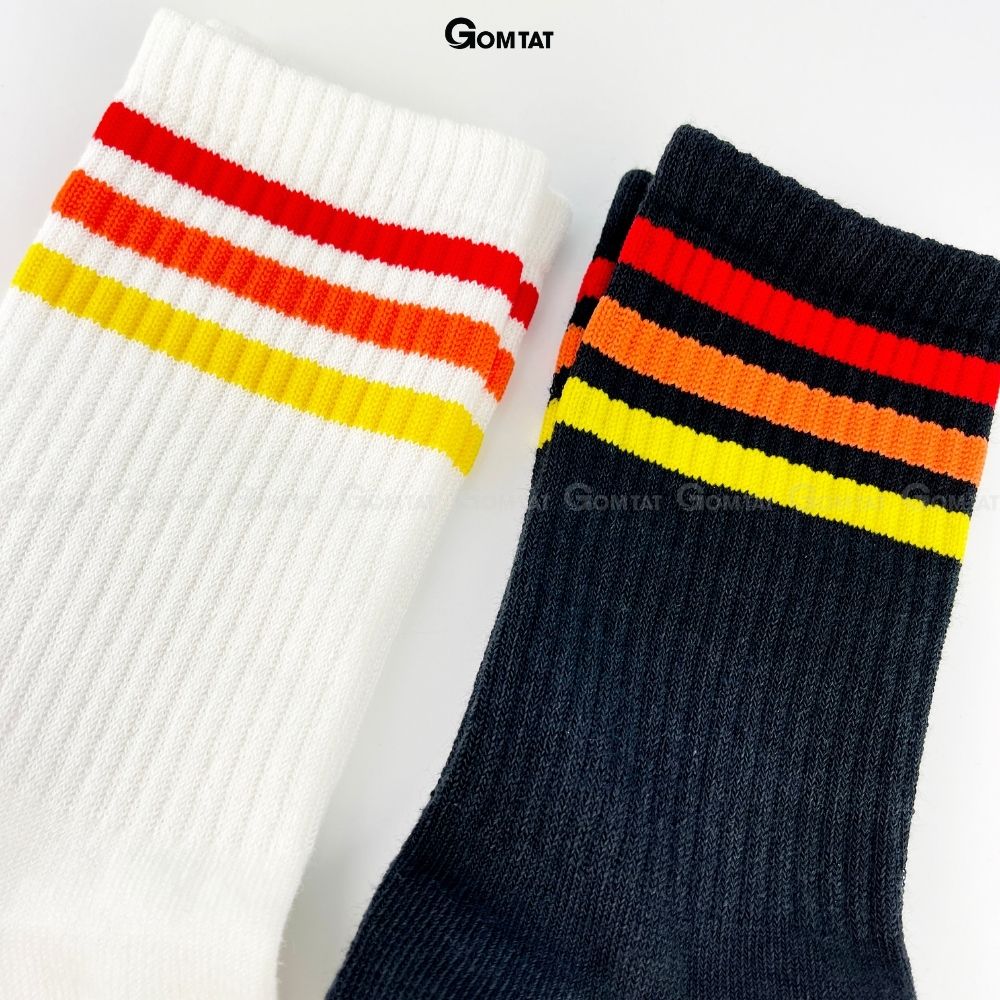 Tất Cổ Cao Nam Nữ GOMTAT Sọc Thời Trang Chất Liệu Cotton Cao Cấp - GOM10-CAO-3SOC