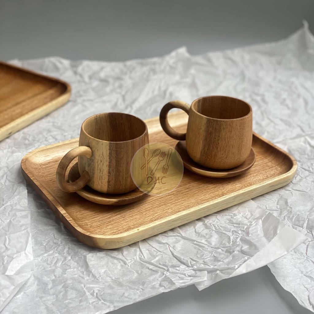 Khay gỗ Keo chữ nhật nguyên khối thủ công , đẹp mắt, sang trọng, đa dụng