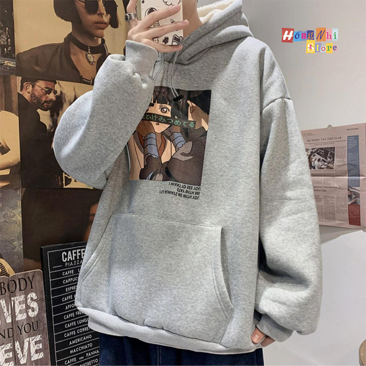 Áo Khoác Hoodie In Hình Cô Bé Dáng Rộng Nam Nữ Oversize Ulzzang Unisex - MM