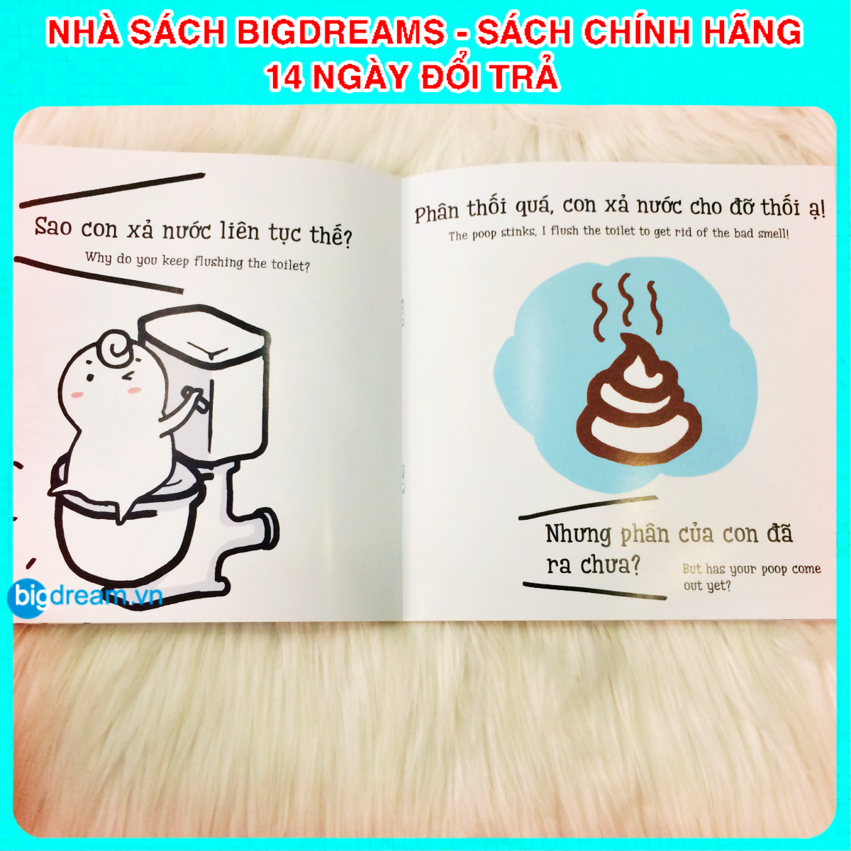 BẢN MỚI SONG NGỮ Miu Miu Tự Lập - Đi Ị Ehon Kĩ Năng Sống Cho Bé 1-6 Tuổi Miu miu hiểu chuyện Miu bé nhỏ