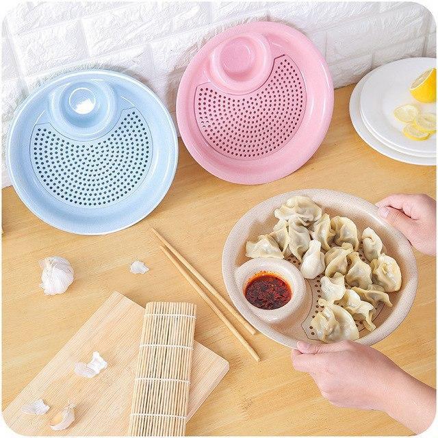 Combo 2 Đĩa Đựng Thức Ăn Có Khay Chấm Gia Vị Và Lưới Ráo Dầu