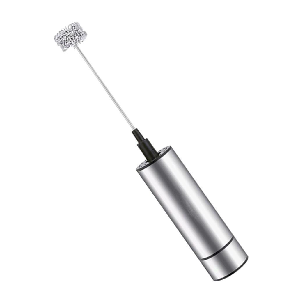 Stainless Steel Electric Handheld Milk Frother - Triple Spring Whisk Head