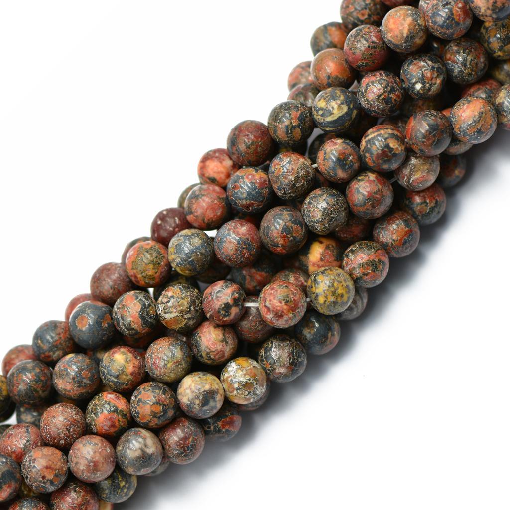 8mm Natural Red Leopardskin Jewelry Making Beads Round Strand 15