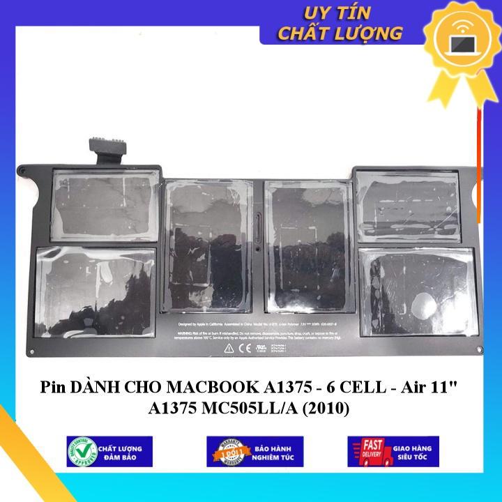 Pin dùng cho MACBOOK A1375 - 6 CELL - Air 11" A1375 MC505LL/A  - Hàng Nhập Khẩu New Seal