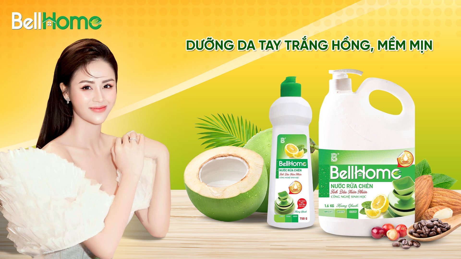 Nước Rửa Chén Công Nghệ Sinh Học Bell Home Hương Chanh 1,6 KG