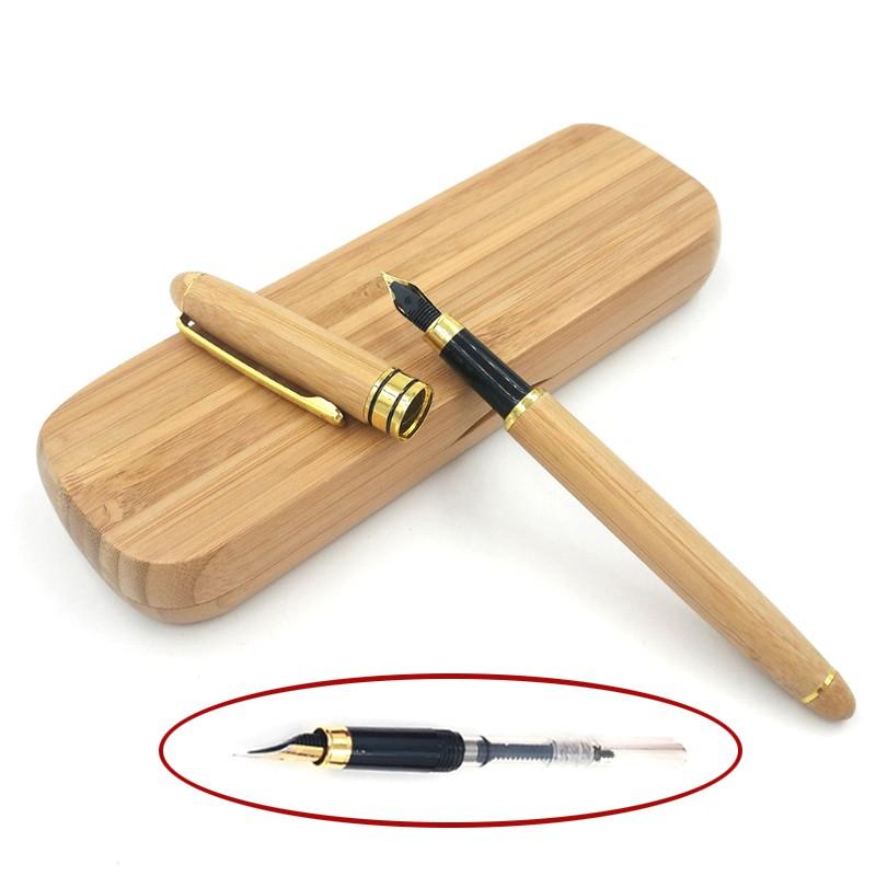 Bút Máy Ký Vỏ Bằng Tre,Có Hộp Đựng Bút Bằng Tre.