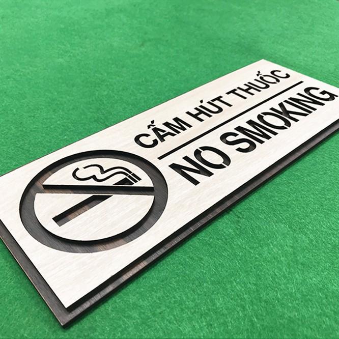 Tranh gỗ treo tường_Biển gỗ No Smoking- Cấm hút thuốc F03_CRN_01 đẹp trang trí nhà và quán cafe Trenddecor