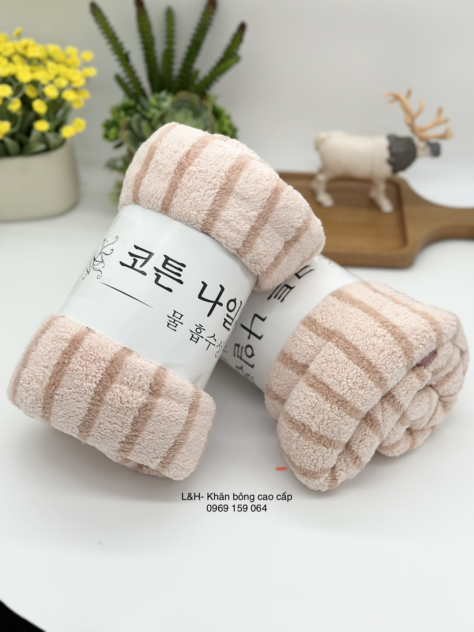 Khăn tắm lông cao cấp, Kẻ sọc nổi, KT 70x140cm
