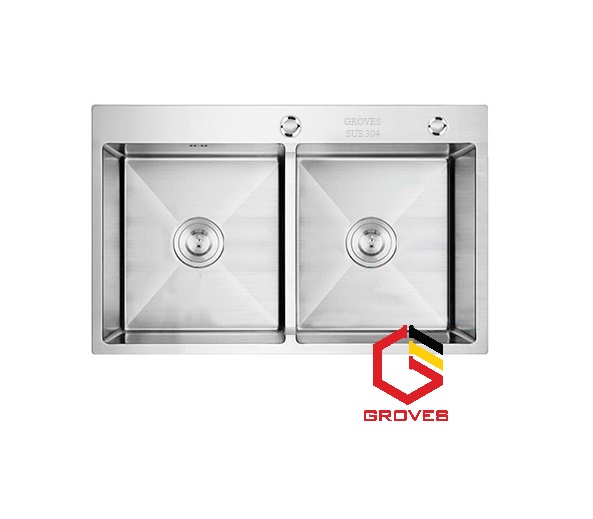 CHẬU RỬA BÁT, CHÉN INOX 2 HỐ CÂN GRBC7245C