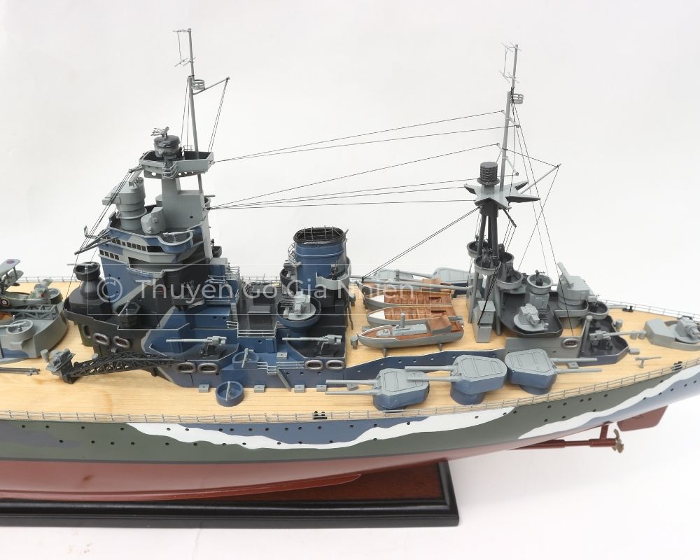 [Giá xưởng] Mô Hình Thuyền Gỗ Phong Thủy Dạng Thuyền Chiến HMS RODNEY Chính Hãng Hàng Xuất Khẩu Chất Lượng Cao