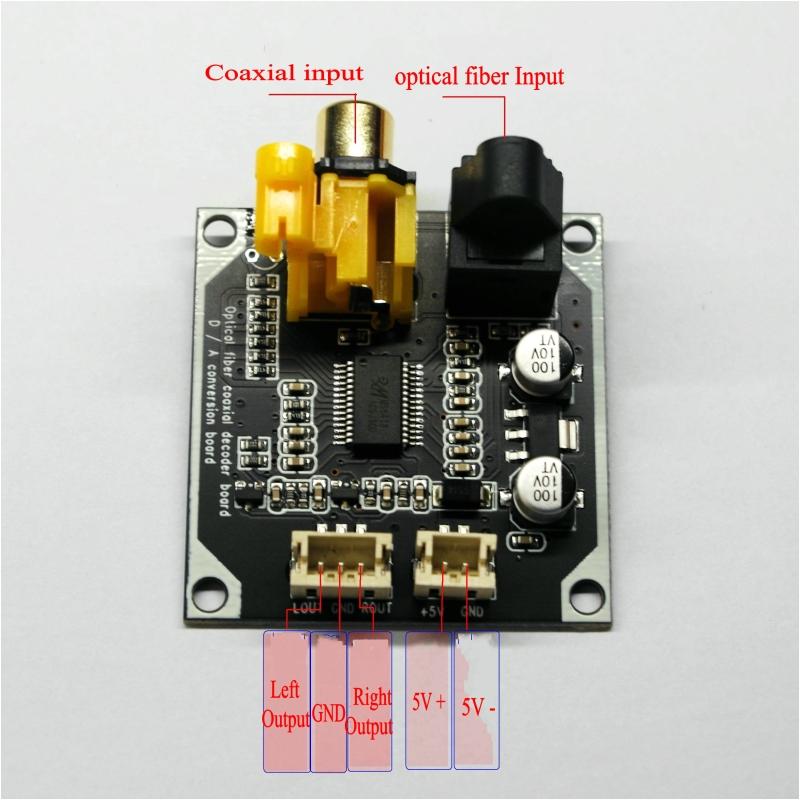 Bộ giải mã âm thanh kỹ thuật số DAC 24bit 192kHz sợi quang tín hiệu kỹ thuật số đầu vào đầu ra âm thanh nổi đầu ra