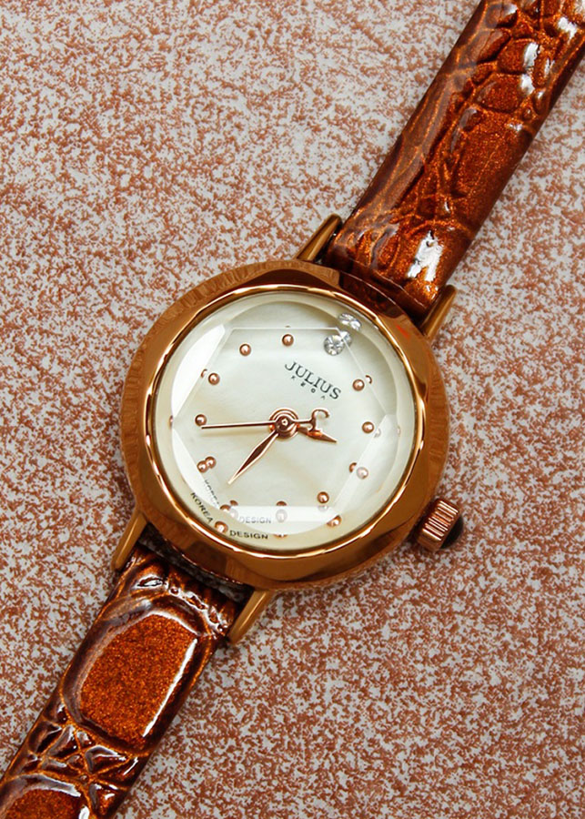 Đồng Hồ Nữ Julius Hàn Quốc JA-482B Dây Da Màu Nâu