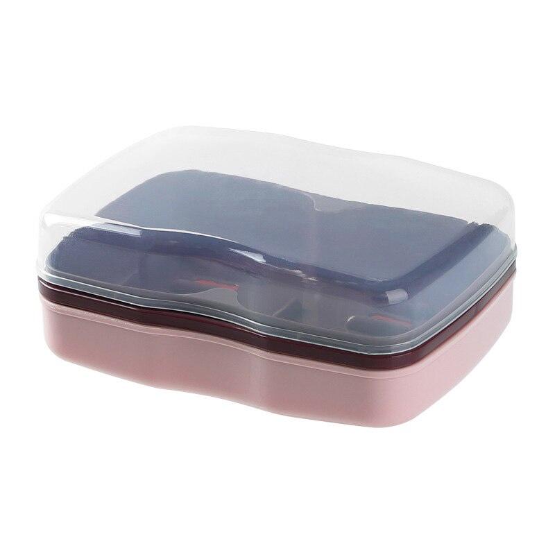 Double Layer With Cover Soap Box Bathroom Holder Dish Storage Plate Tray Soap Holder Case Supplies Bathroom Gadgets Bathroom