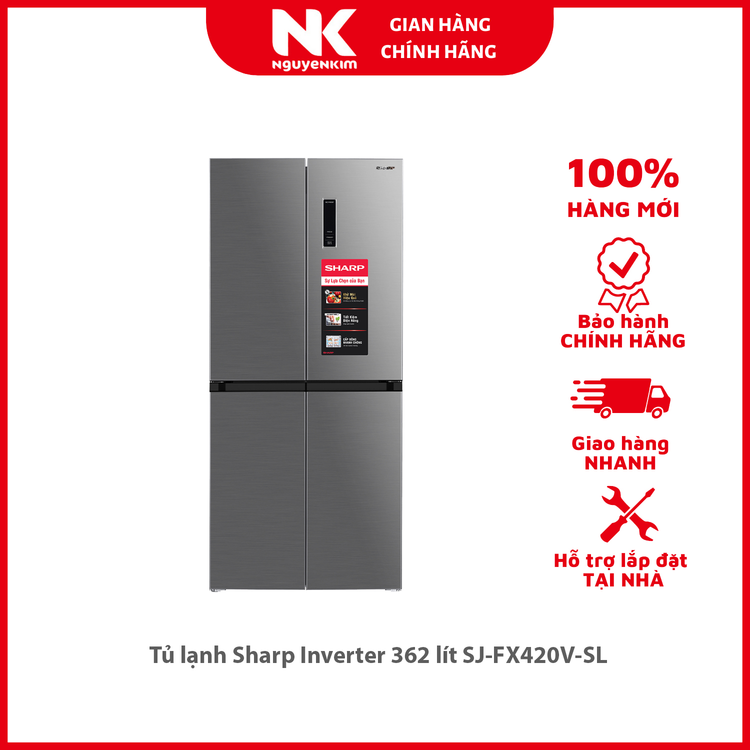 Tủ lạnh Sharp Inverter 362 lít SJ-FX420V-SL - Hàng chính hãng [Giao hàng toàn quốc]