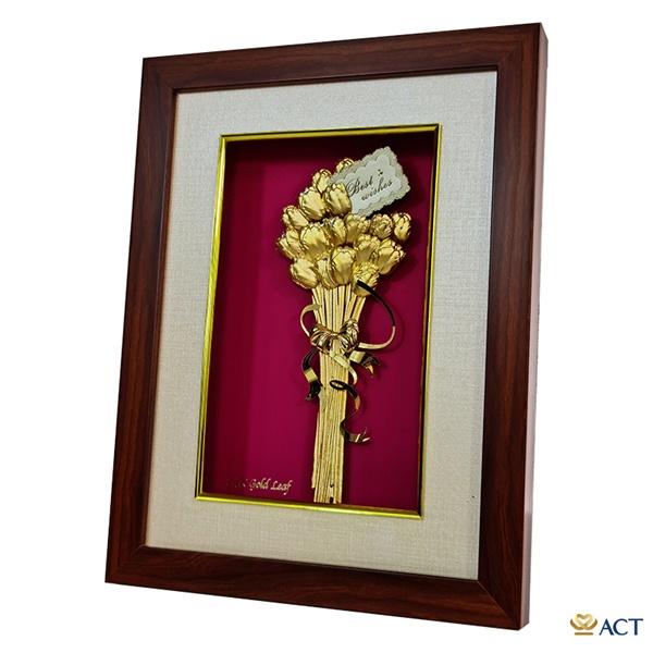 Tranh hoa tulip dát vàng 20x26 cm - Qùa tặng quà tặng vợ, quà tặng bạn gái, quà 20/10, quà 8/3, quà valentine,...