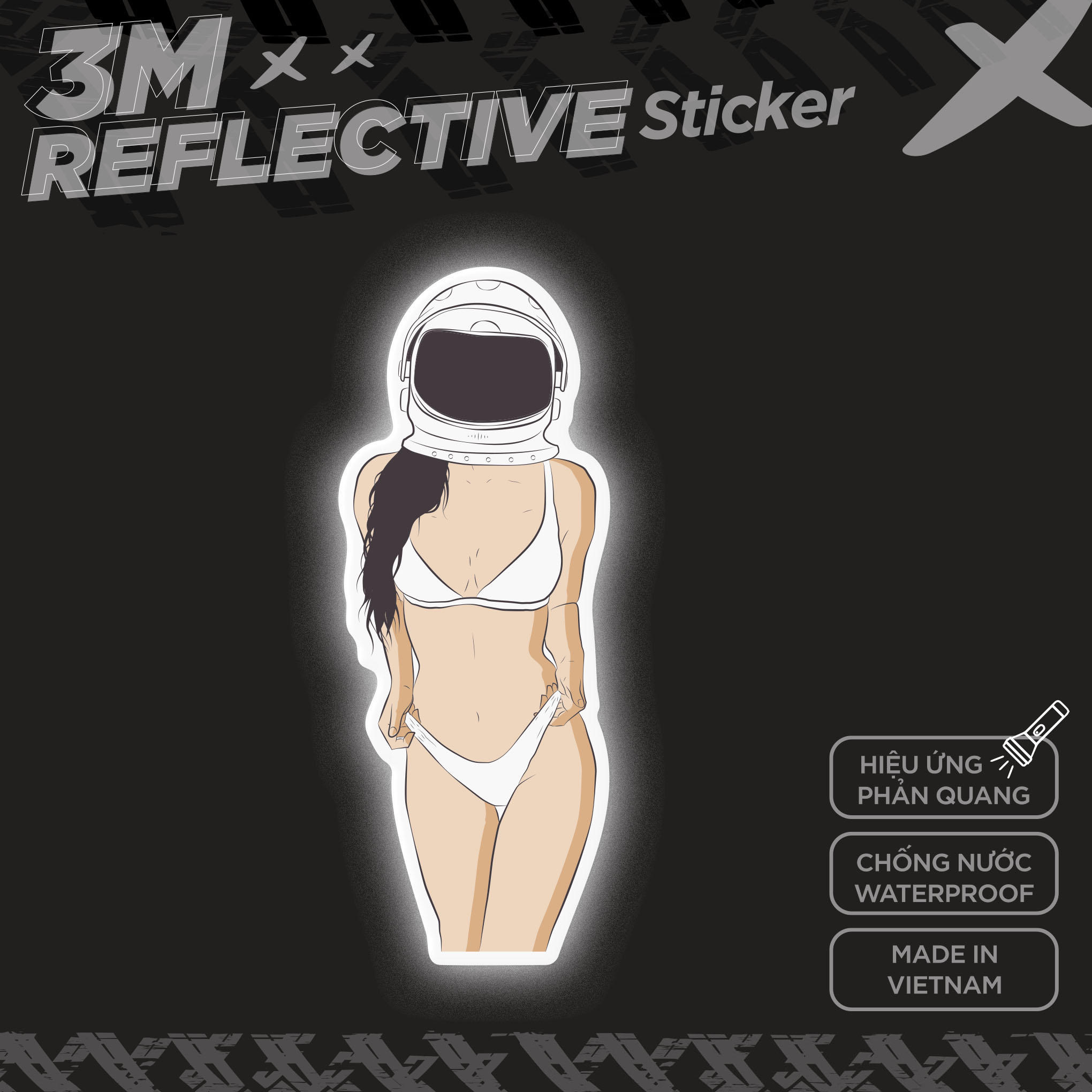 GIRL ASTRONAUT 3M - Reflective Sticker Die-cut Hình dán phản quang thương hiệu STICKER FACTORY