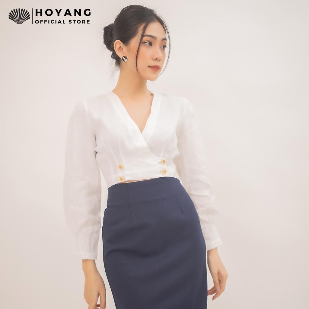 Áo Sơ Mi Croptop Tay Dài Sành Điệu HOYANG AHY04