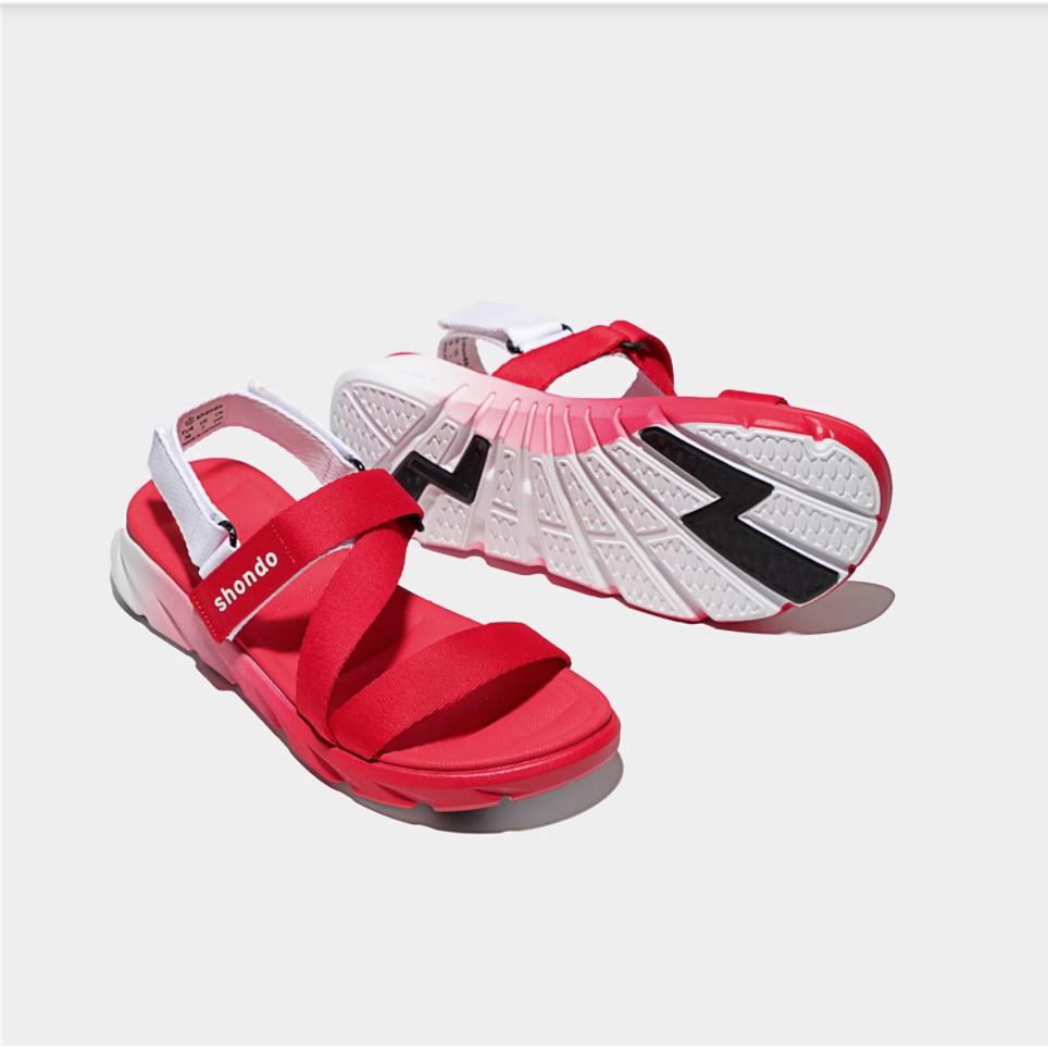 Sandal Nam Nữ Unisex Shondo F6 Sport Ombre Đế Đỏ Trắng F6S0660