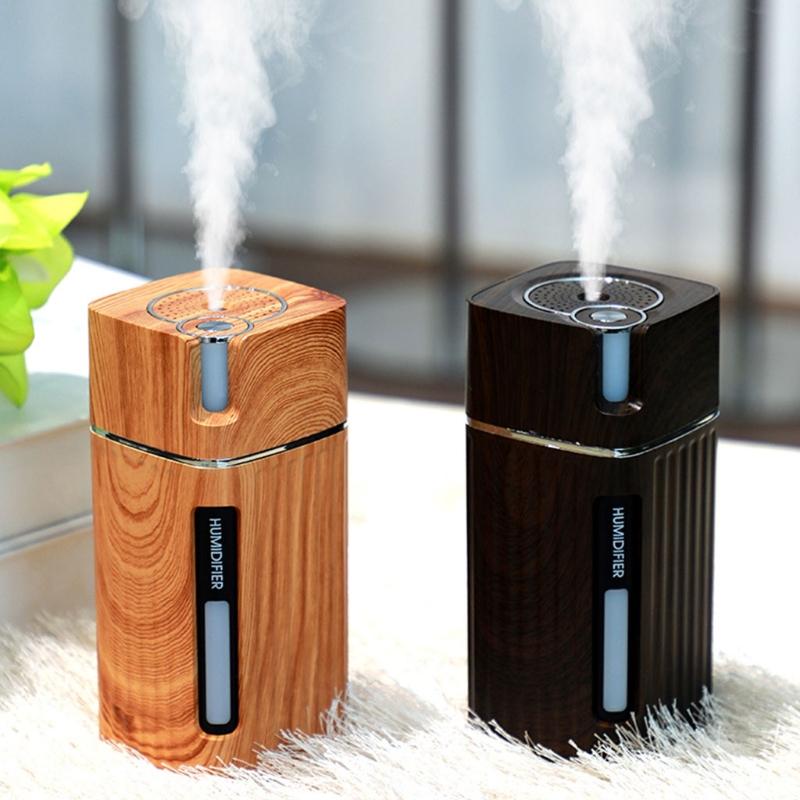 Mini Di Động Vân Gỗ Máy Tạo Độ Ẩm Không Khí USB Thoáng Mát Phun Sương Tạo Hương Thơm Khuếch Tán Tinh Dầu