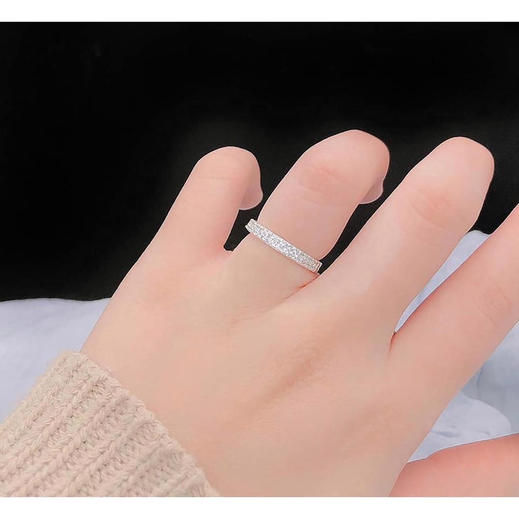 Nhẫn Bạc Nữ Cao Cấp S99 CaoBac Silver Đính Đá Hai Hàng Phong Cách Đơn Giản Nhẹ Nhàng