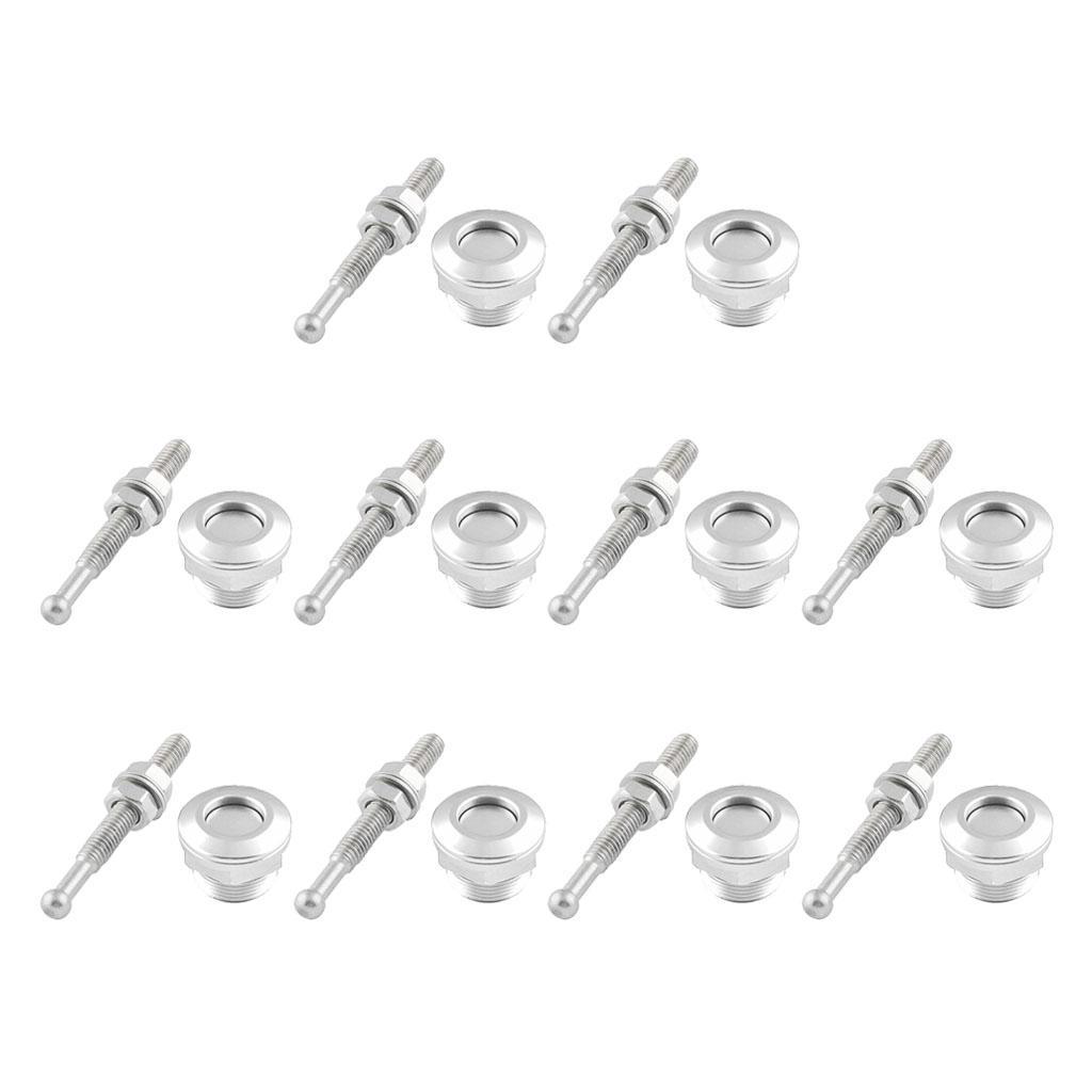 10pcs Bonnet Hood Pins Lock Kit 7/8" Push Button Quick Release Latch Silver