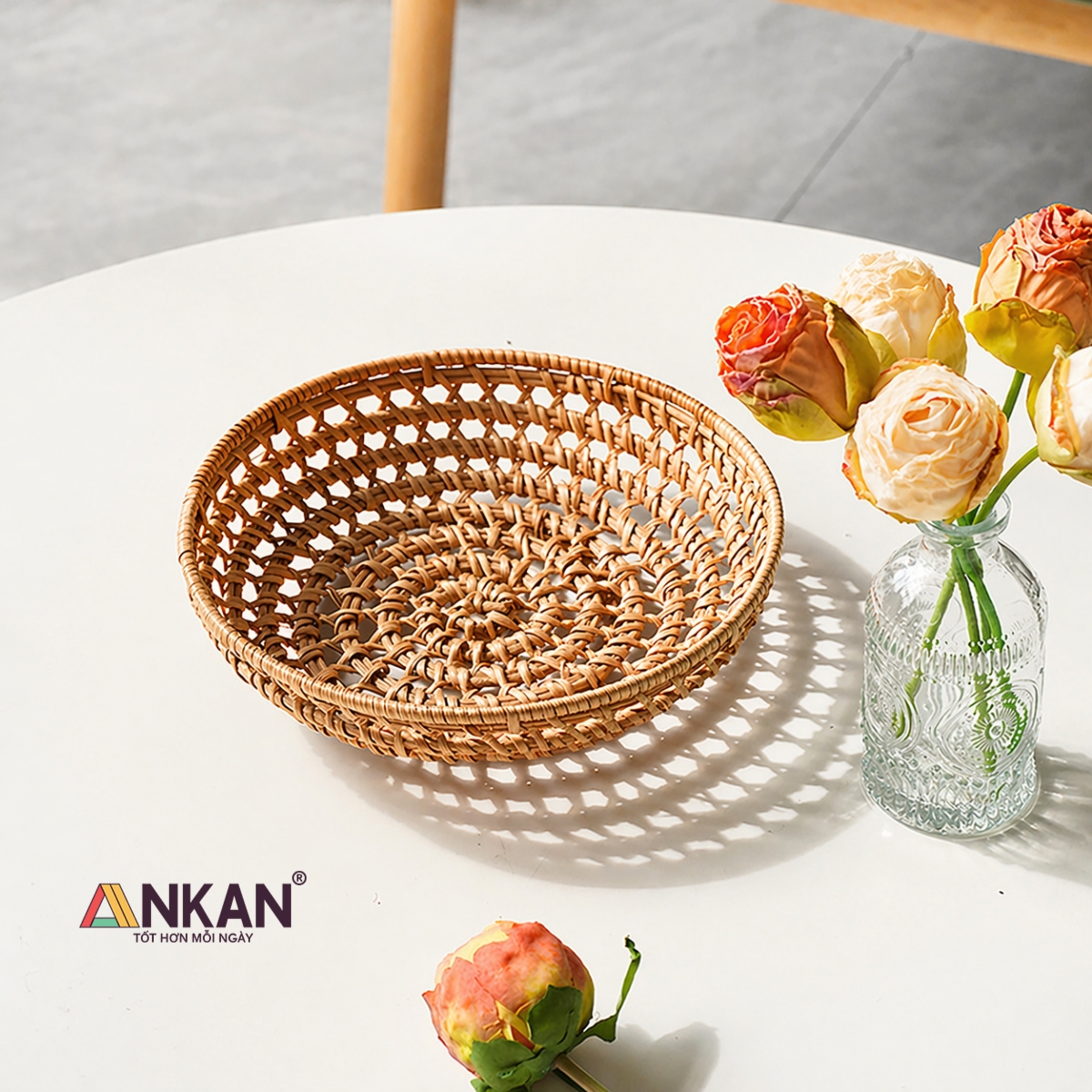Khay Rổ Mây Tre Đan ANKAN – Đựng Trái Cây, Bánh Kẹo, Đồ Khô, Decor Nhà Ăn & Phòng Khách – Thủ Công Việt Nam