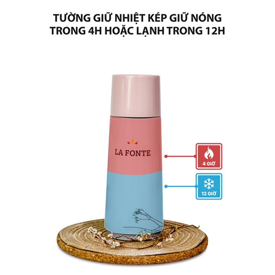 Bình giữ nhiệt LAFONTE 370ml màu hồng- 000891