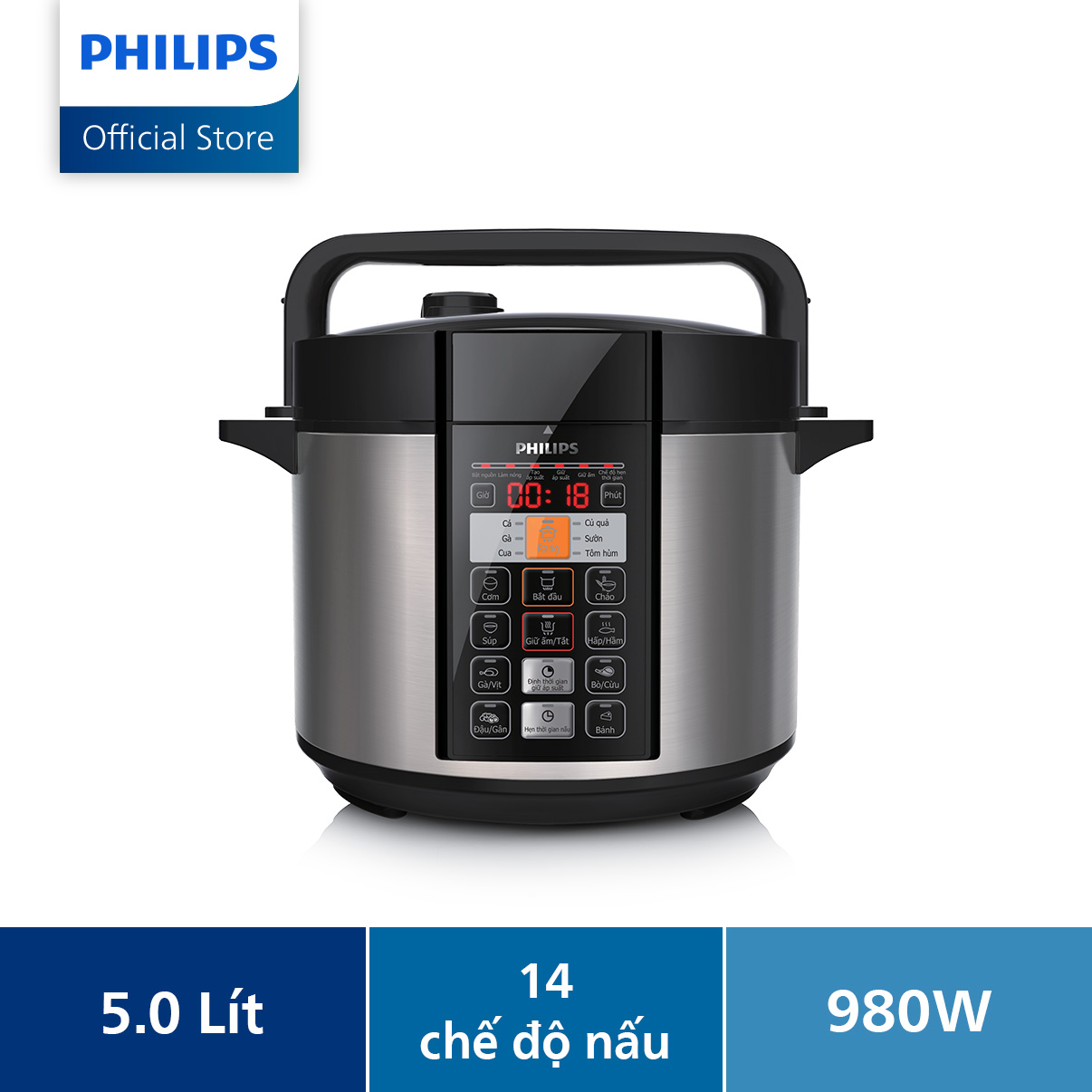 Nồi áp suất điện tử PHILIPS 5L HD2136 - Hàng Chính Hãng