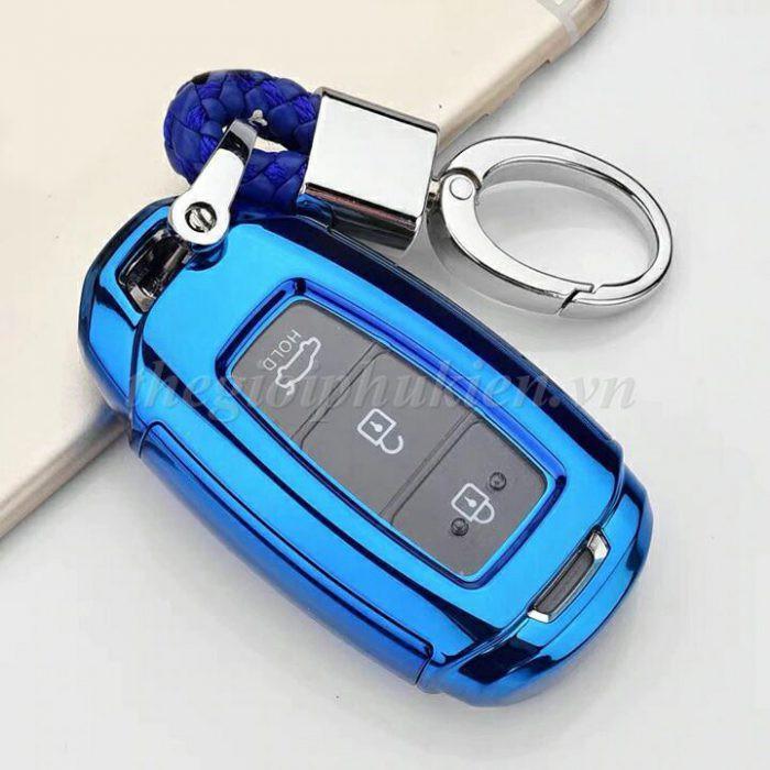 Ốp silicon màu bảo vệ chìa khóa xe Hyundai Accent, Hyundai Kona, Hyundai Santafe 2019 kèm móc đeo INOX