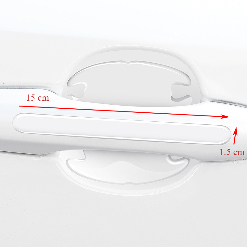Bộ 8 miếng dán chống xước hõm tay nắm cửa silicon trong suốt bảo vệ hõm cửa nắm tay tránh chầy xước cho ô tô xe hơi