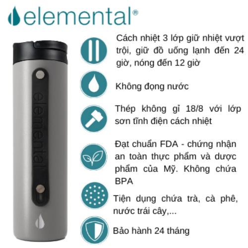 BÌNH GIỮ NHIỆT ELEMENTAL ICONIC SPORT MÀU TRƠN