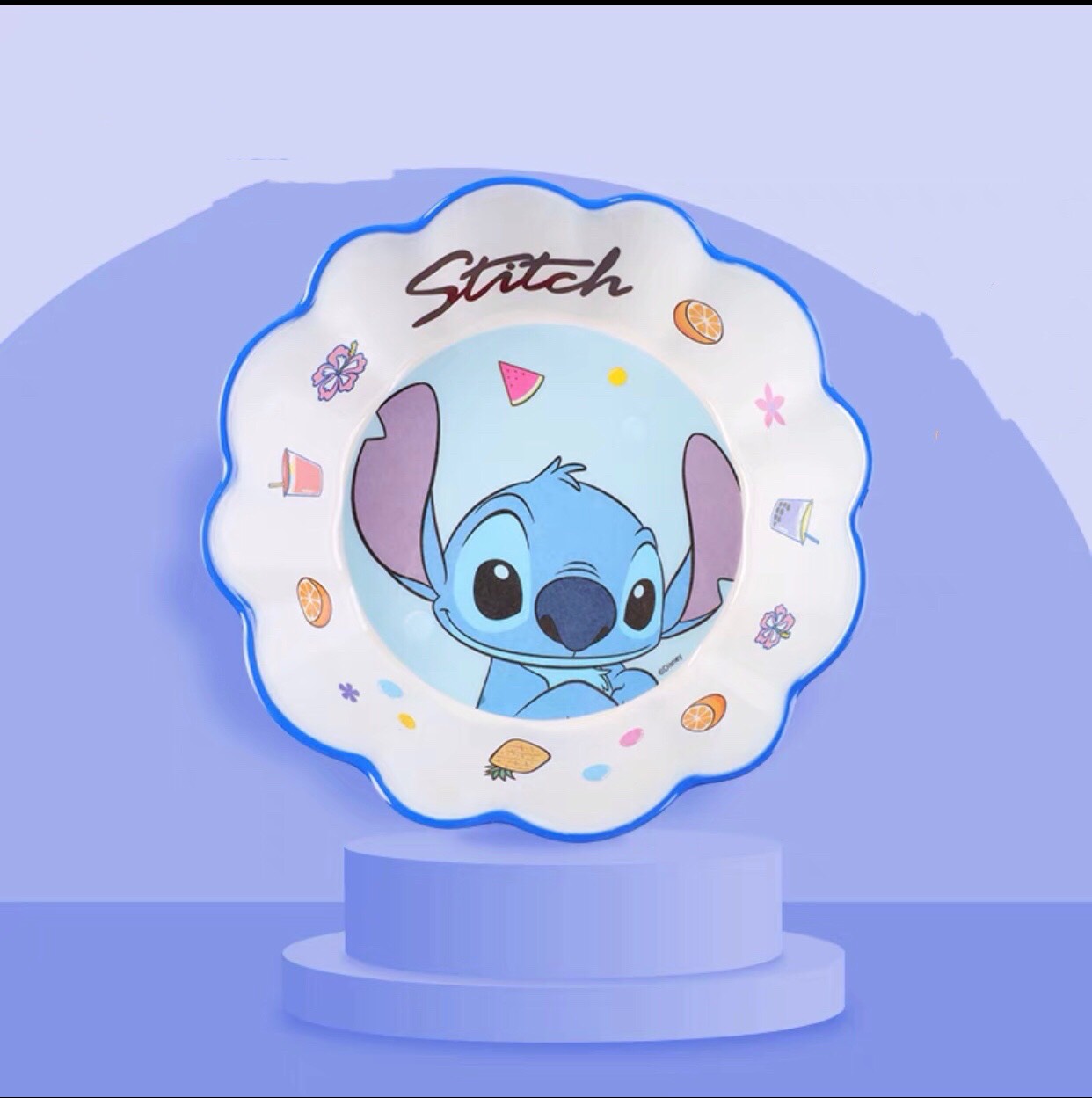 Chén ăn nhựa Melamine viền gợn sóng hình Stitch siêu cute cho bé trai - PDW21102-S