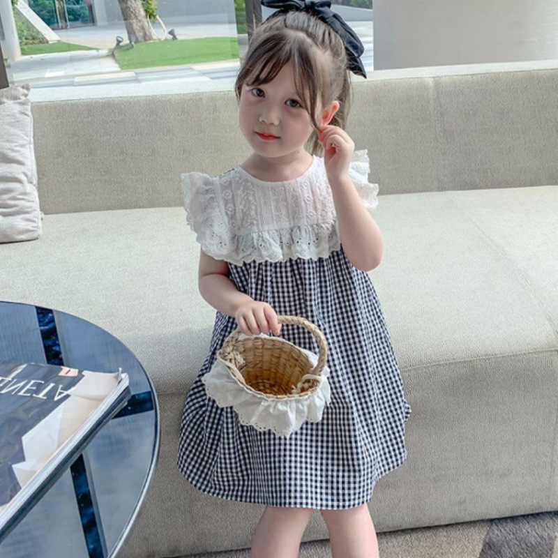 Đầm suông caro cho bé phong cách Hàn Quốc từ 11-23kg - Đầm bé gái xinh xắn