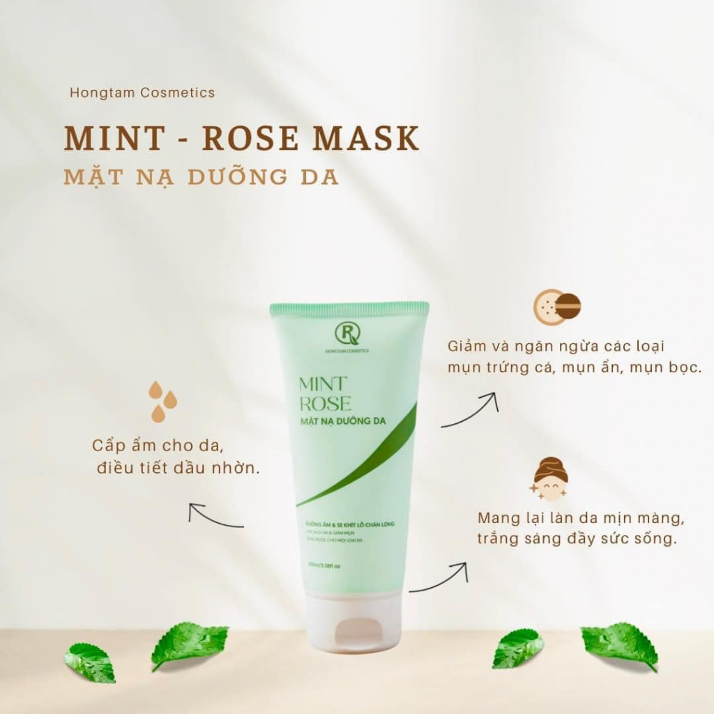 Mặt nạ dưỡng da Mint-Rose 100gr [Chính Hãng] cấp ẩm, sạch da, ngăn ngừa mụn, điều tiết bã nhờn cho da giúp da khỏe mạnh