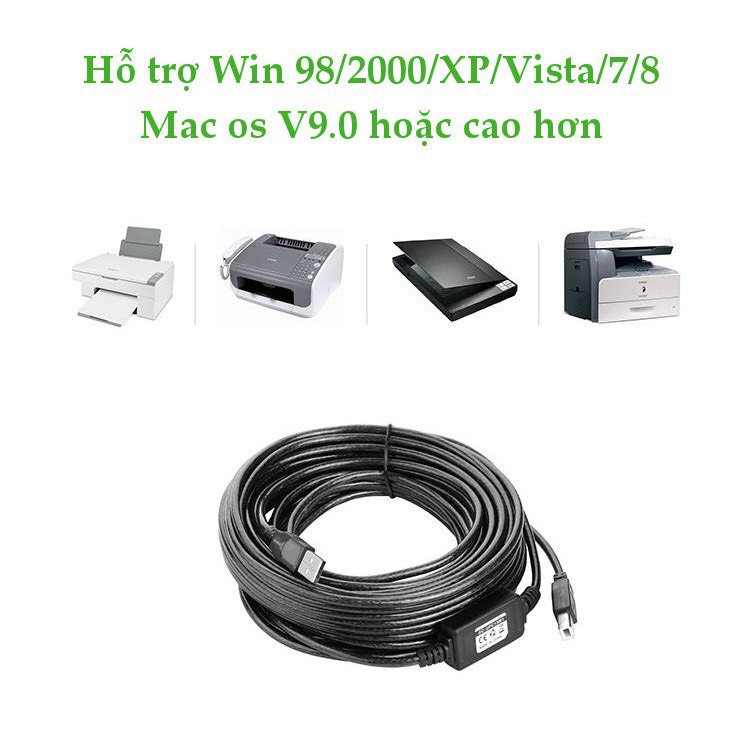 Cáp USB máy in 10M-15M có chíp khuếch đại