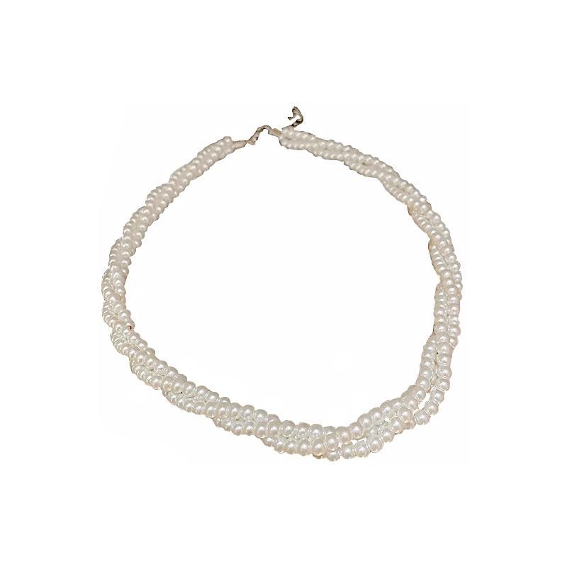 N410 choker vòng cổ hạt Trai, dây chuyền hạt bẹt dây chuyền mang áo dài 3 sợi hạt 6mm xoắn, sang trọng cho nữ