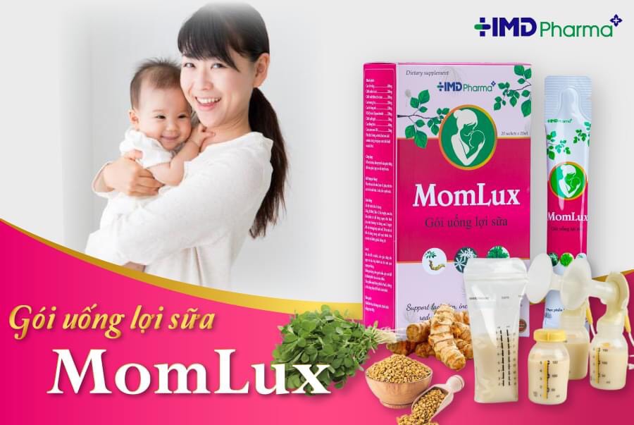 Gói uống lợi sữa Momlux, hỗ trợ sữa và nguy cơ tắt tuyến sữa