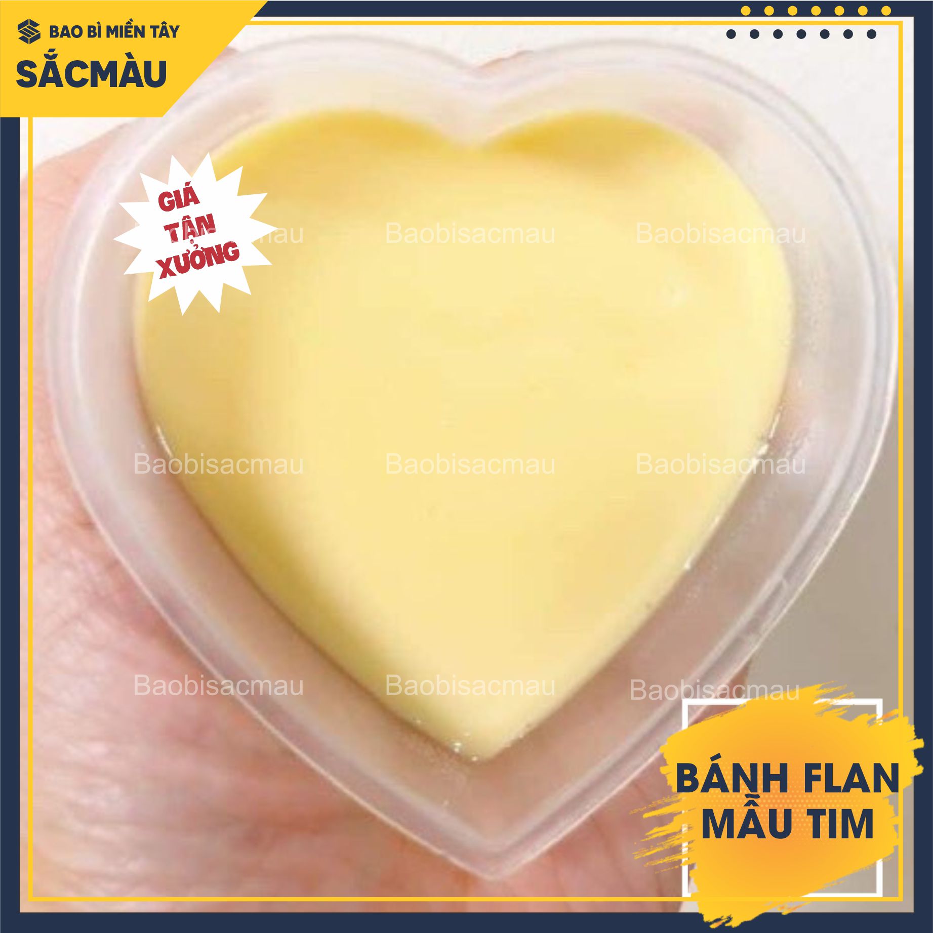 50 Khuôn nhựa làm bánh flan, rau câu, bánh da lợn hình trái tim kèm nắp đẹp mắt