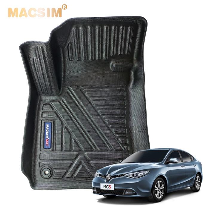 Thảm lót sàn xe ô tô MG 5 2018 - nay Nhãn hiệu Macsim chất liệu nhựa TPV cao cấp màu đen