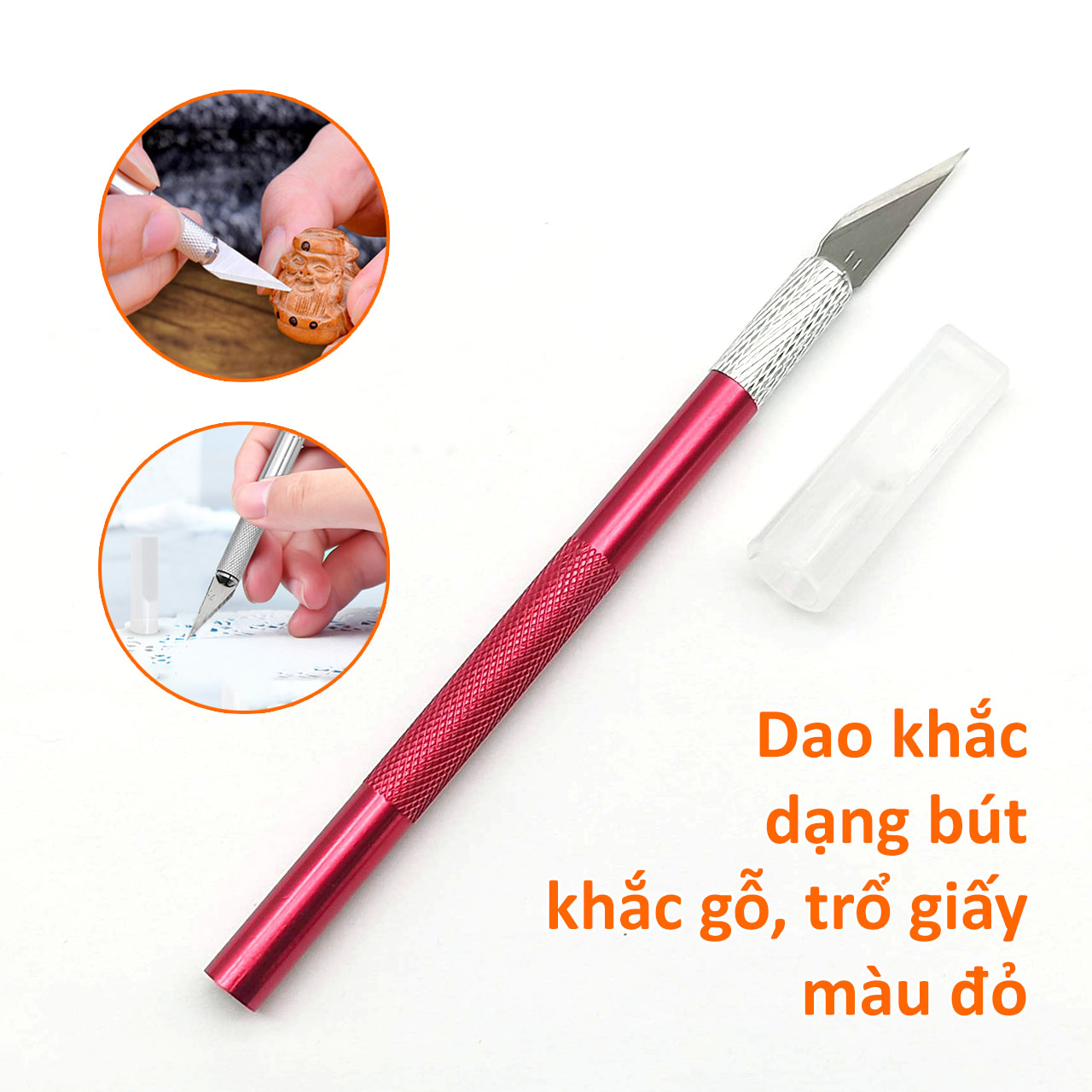 Dao khắc dạng bút để khắc gỗ, trổ giấy, cắt màng phim màu đỏ