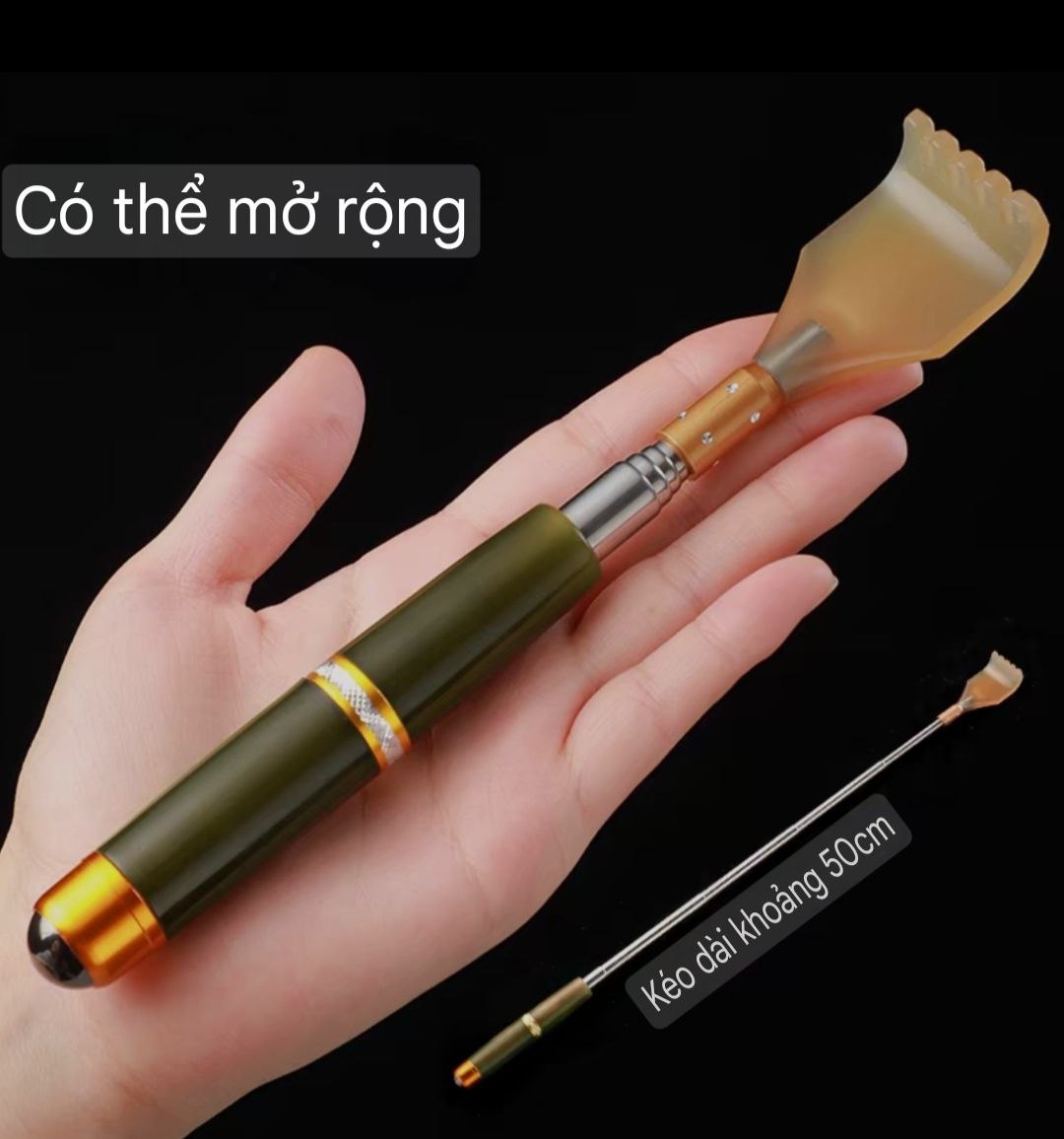 Dụng cụ Massage 2 in 1 Thu Gọn Kéo Dài 50cm Một Đầu Gãi Và By Lăn 360 Độ Từ Tính – Cây Massage Thần Thánh Gãi Lưng Bầm Huyệt Người già Người Trẻ Dùng Đều Khỏe Đẹp Làn Da